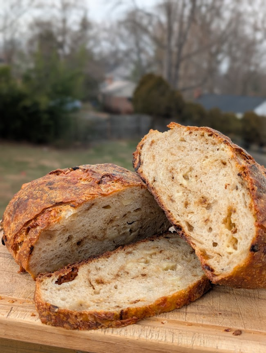 Aged Parmesan Garlic Confit Sourdough Loaf